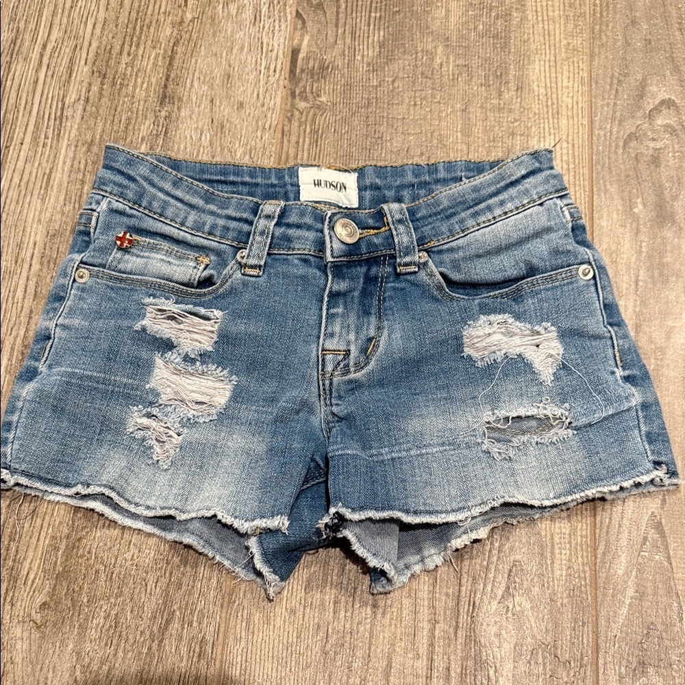 Hudson Jeans Blue Distressed Denim Shorts size 8